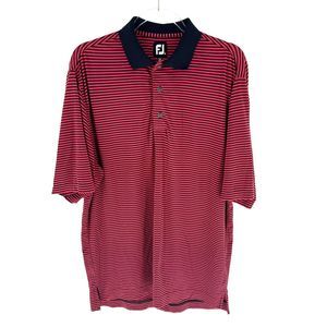 Footjoy Shirt Mens Medium Red Black Polo Golf Short Sleeve Performance Golfer